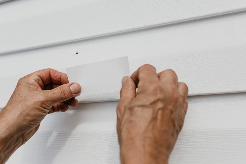 Mendyl Vinyl and Stucco Siding Repair Kit - Cover Any Cracks Holes or Blemishes - White Durable Self-Adhesive Paintable Vinyl Siding Patch Cut to Fit and Cover Any Cracks - 2 Patches (2) - Image 4